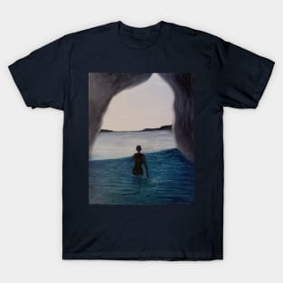 Lurking in the shadows oil painting by Tabitha Kremesec T-Shirt